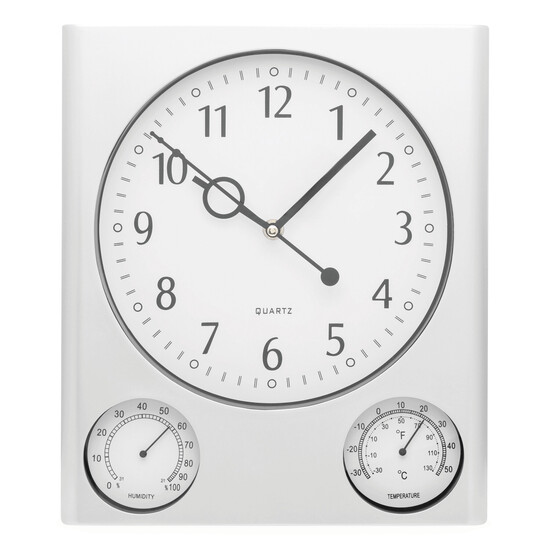 Rechteckige Wanduhr SATURN, silber