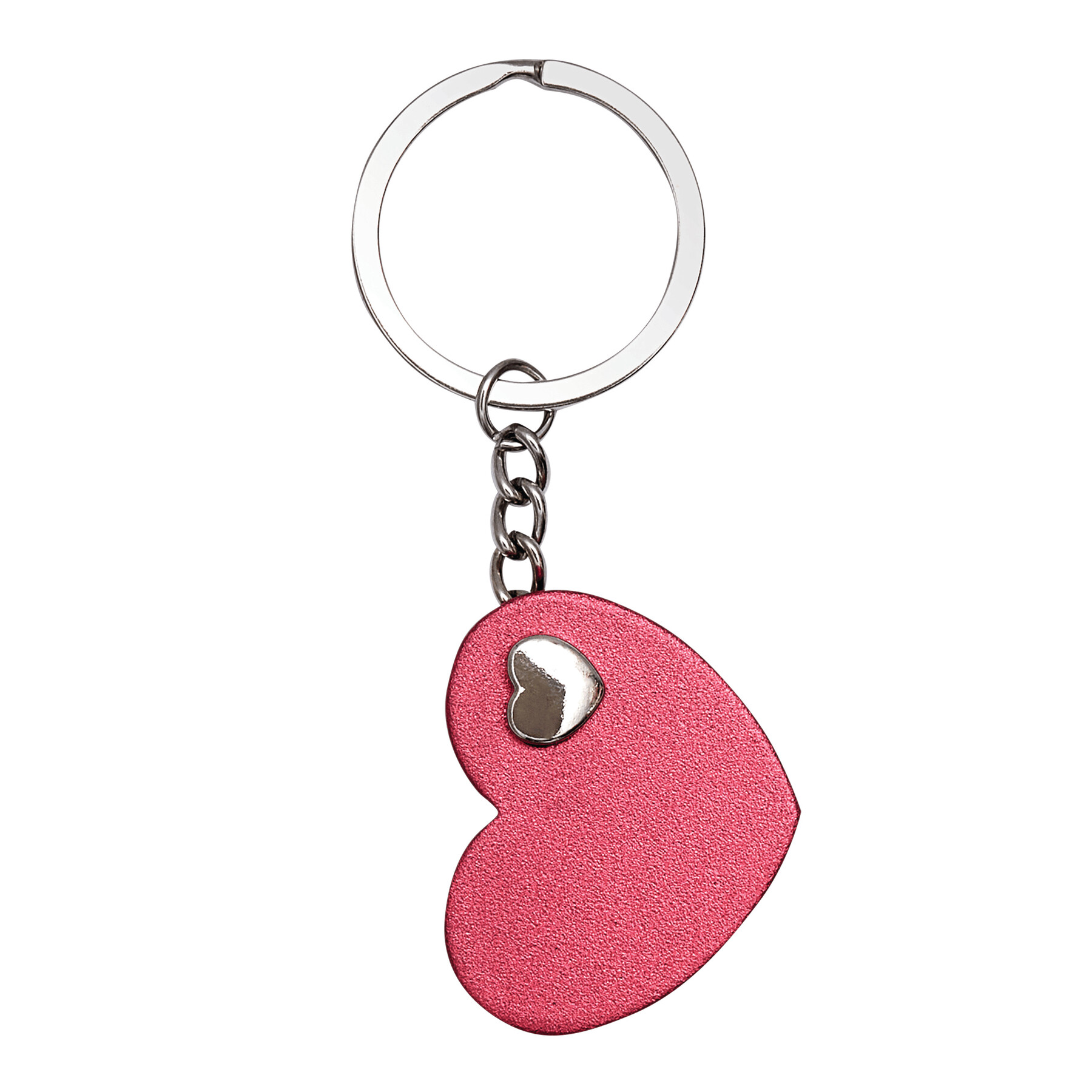Schlüsselanhänger HEART-IN-HEART, rot, silber