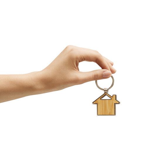 Schlüsselanhänger NEW HOME, braun, silber