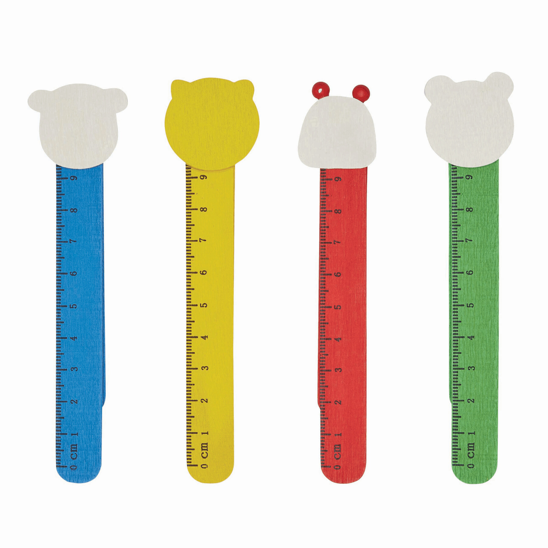 Holz-Lesezeichen FUNNY ANIMALS, 4-fach sortiert, Preis pro Stück, bunt