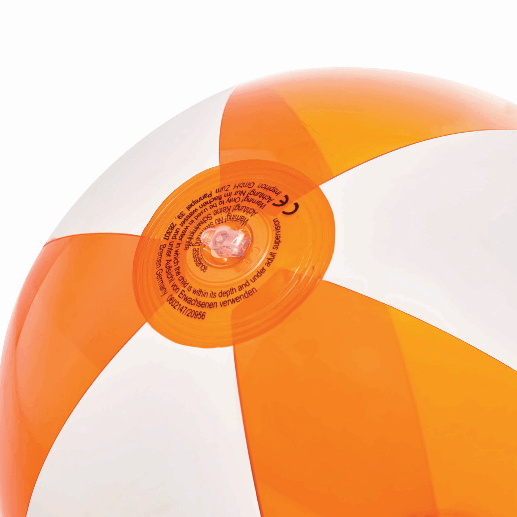 Strandball OCEAN, transparent orange, weiß