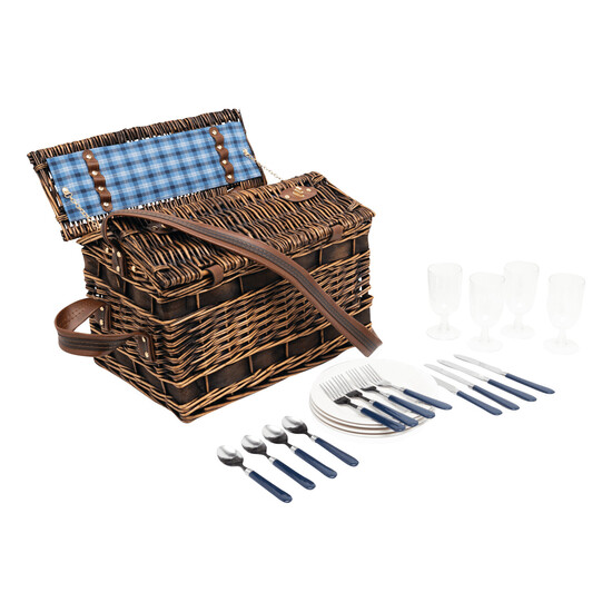 Weiden-Picknickkorb SUMMERTIME, blau