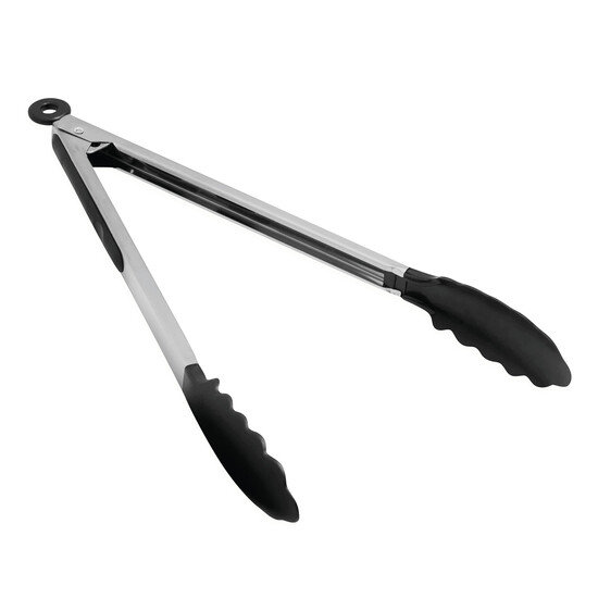 Edelstahl-Grillzange GRIP, schwarz, silber