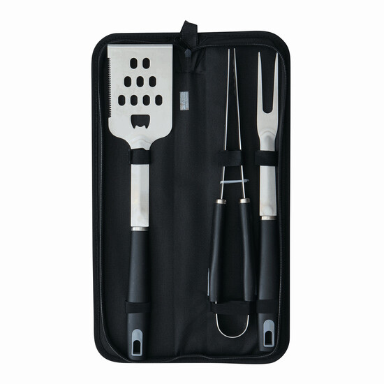 Edelstahl-Grillbesteck PRETTY BBQ, schwarz, silber