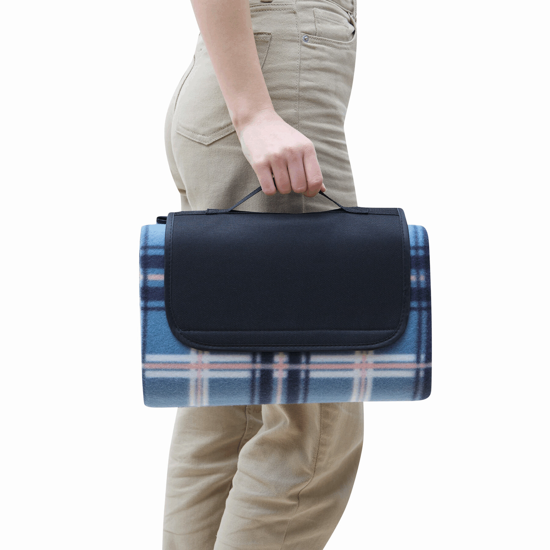 Picknickdecke OUTDOOR BREAK, blau, schwarz, weiß