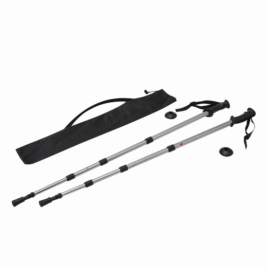 Ausziehbare Trekking-Stöcke FIT AND FUN, schwarz, silber