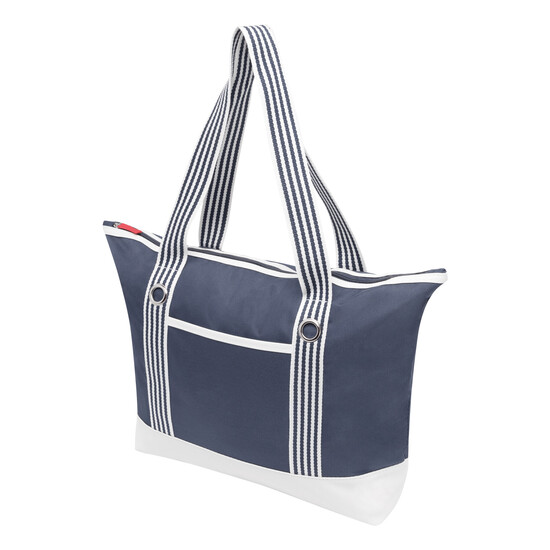 Strandtasche MARLENE, beige, marineblau