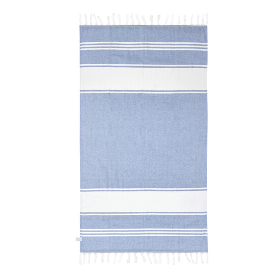 Großes Strandtuch / Saunatuch SUN & STEAM, blau, weiß