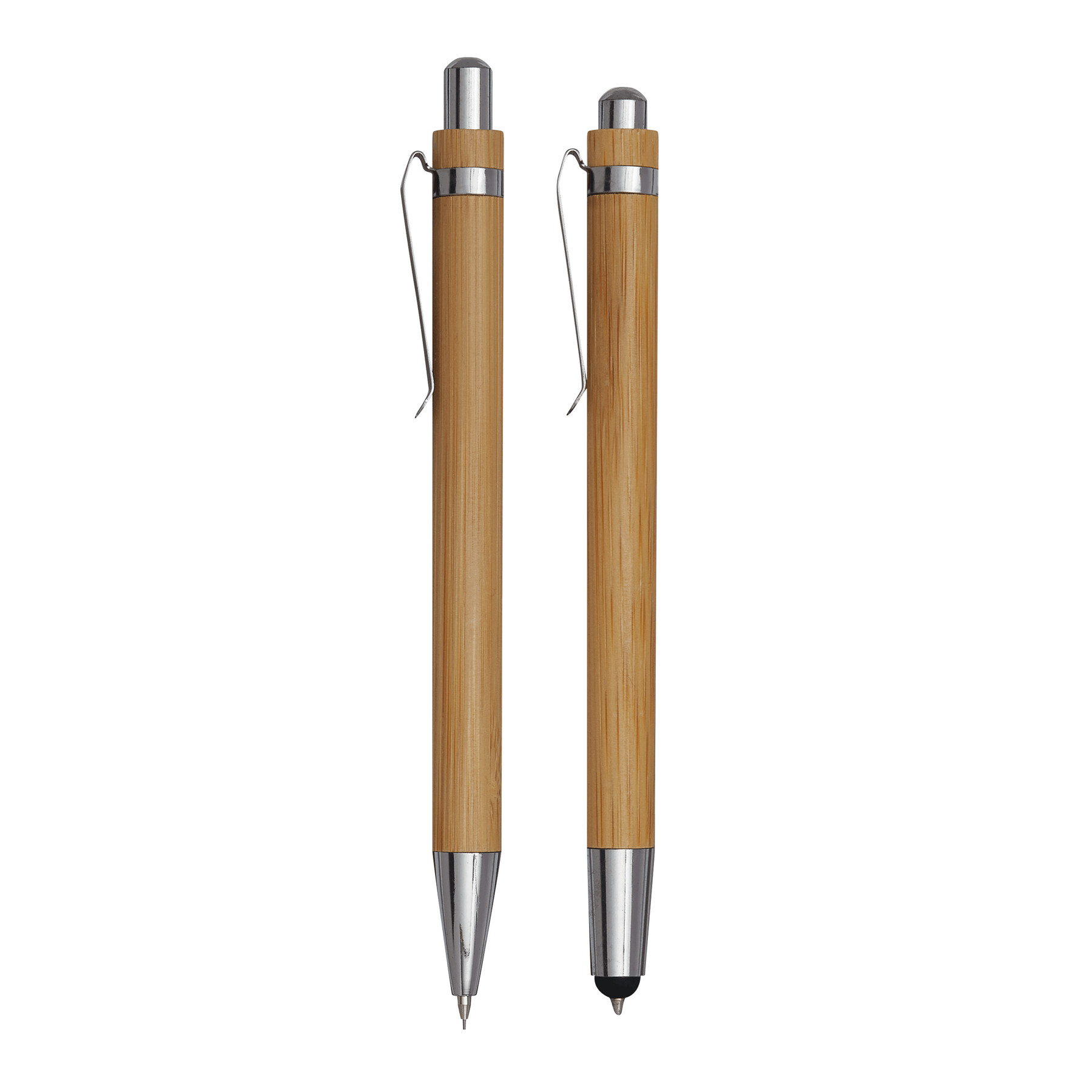 Schreibset DOUBLE BAMBOO, braun, silber