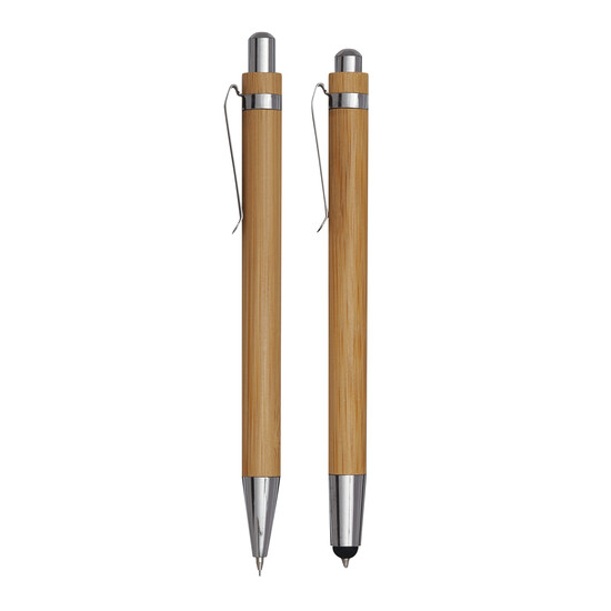 Schreibset DOUBLE BAMBOO, braun, silber
