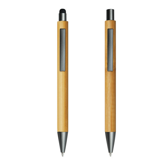 Schreibset DOUBLE BAMBOO REVISED, braun, silber