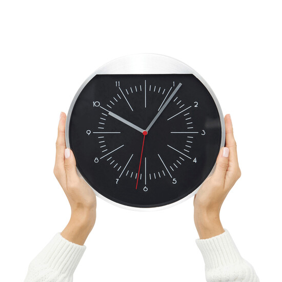 Wanduhr ROUNDABOUT, schwarz, silber