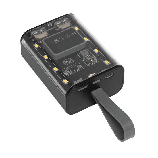 Powerbank / Taschenlampe OPEN SOURCE, schwarz, transparent
