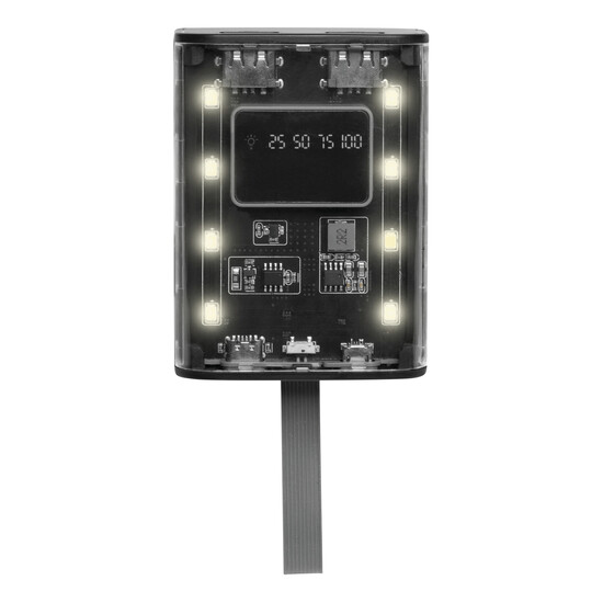 Powerbank / Taschenlampe OPEN SOURCE, schwarz, transparent