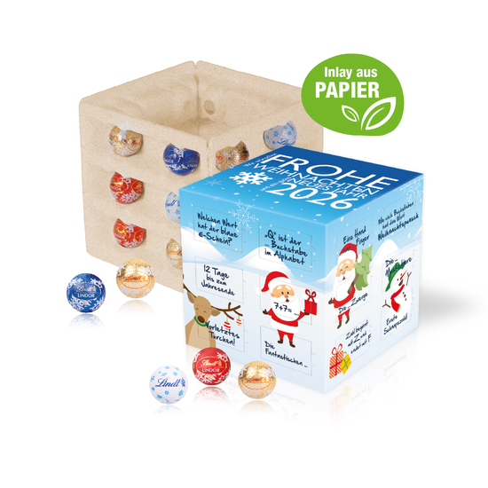 Adventskalender "Cube" mit Lindt Schokolade mit Papier-Inlay