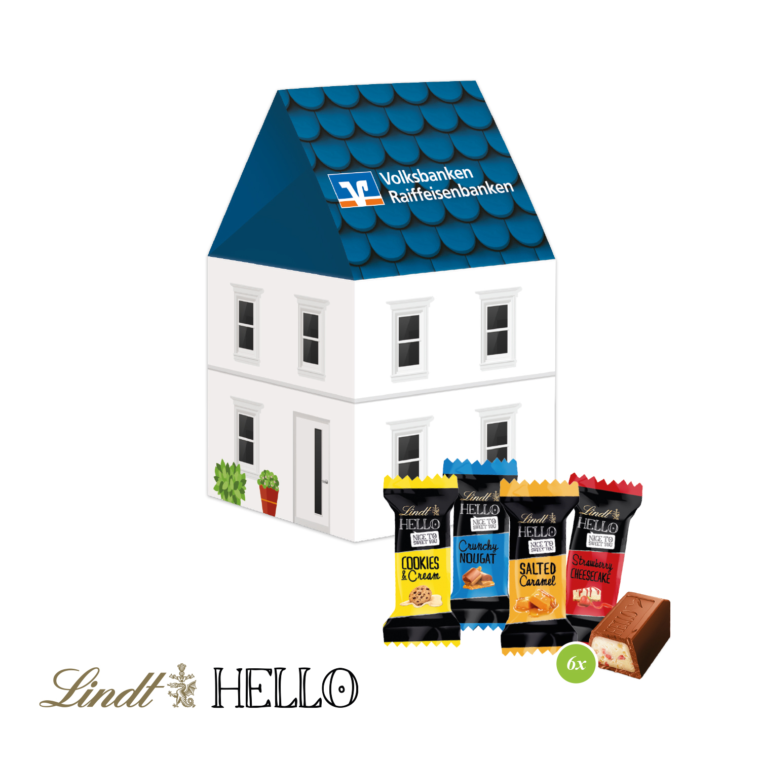 3D Präsent "Haus" mit Lindt HELLO Mini