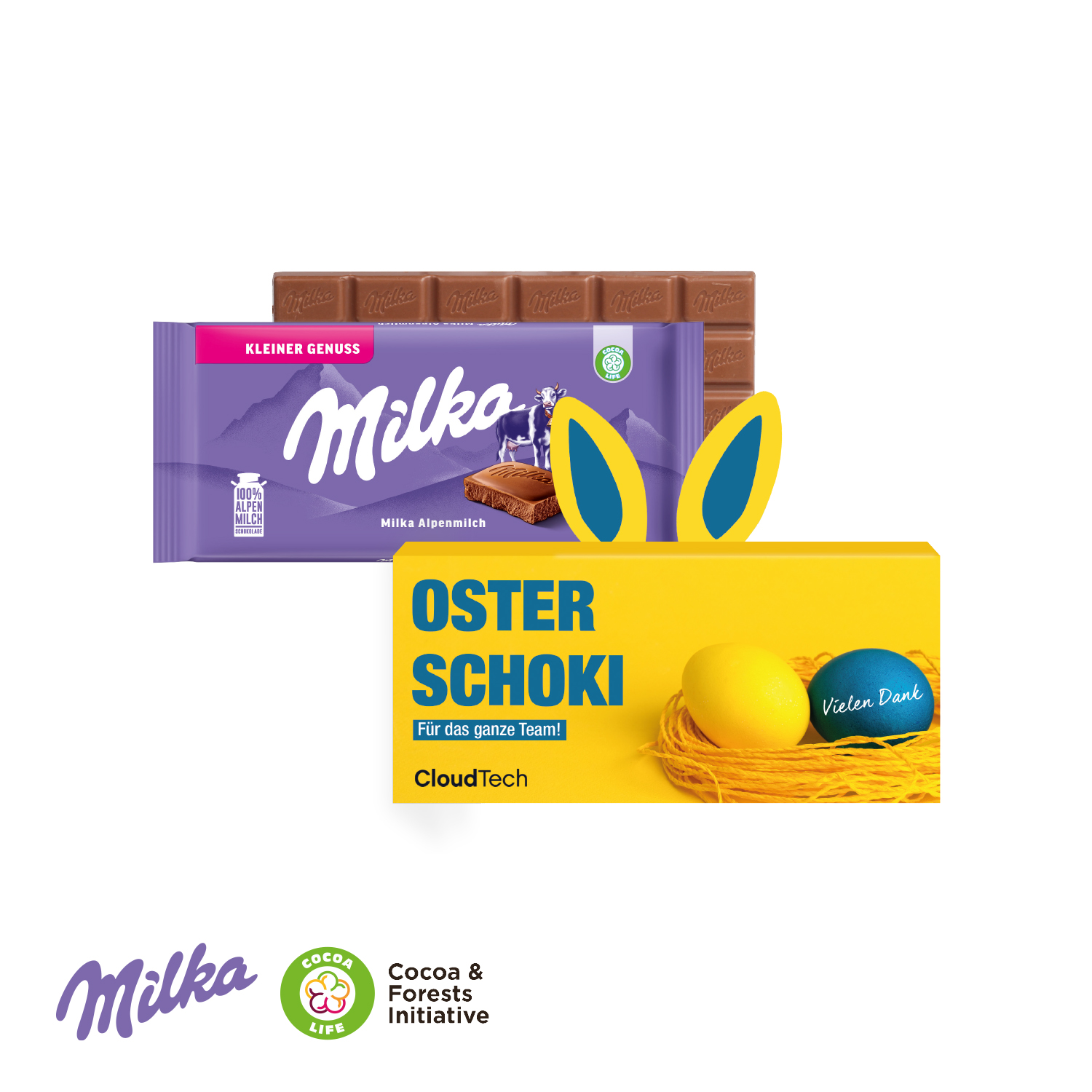 Milka Schokoladentafel mit Hasenohren