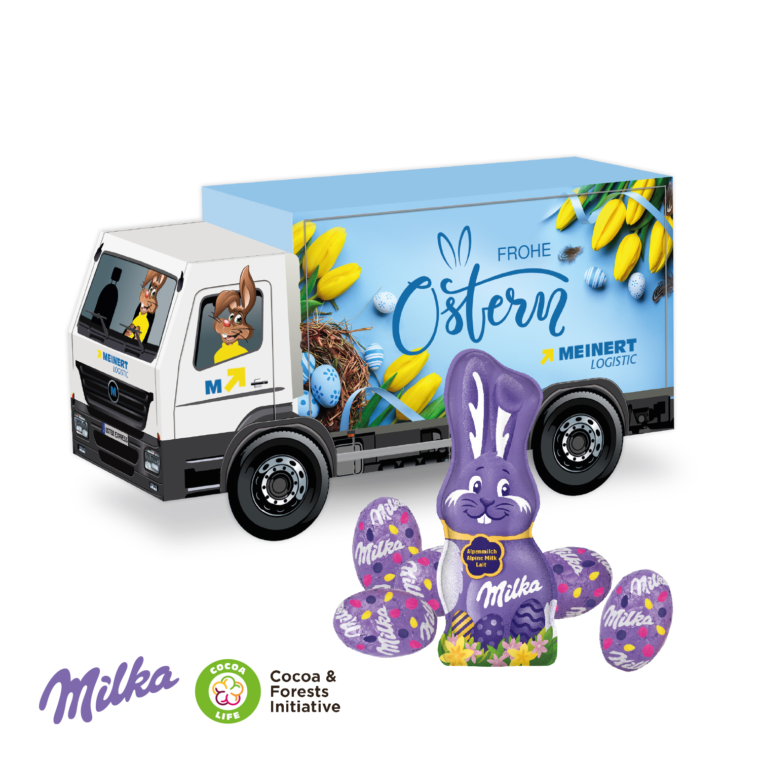 3D Präsent "LKW" Ostern mit Schokoladenmischung von Milka