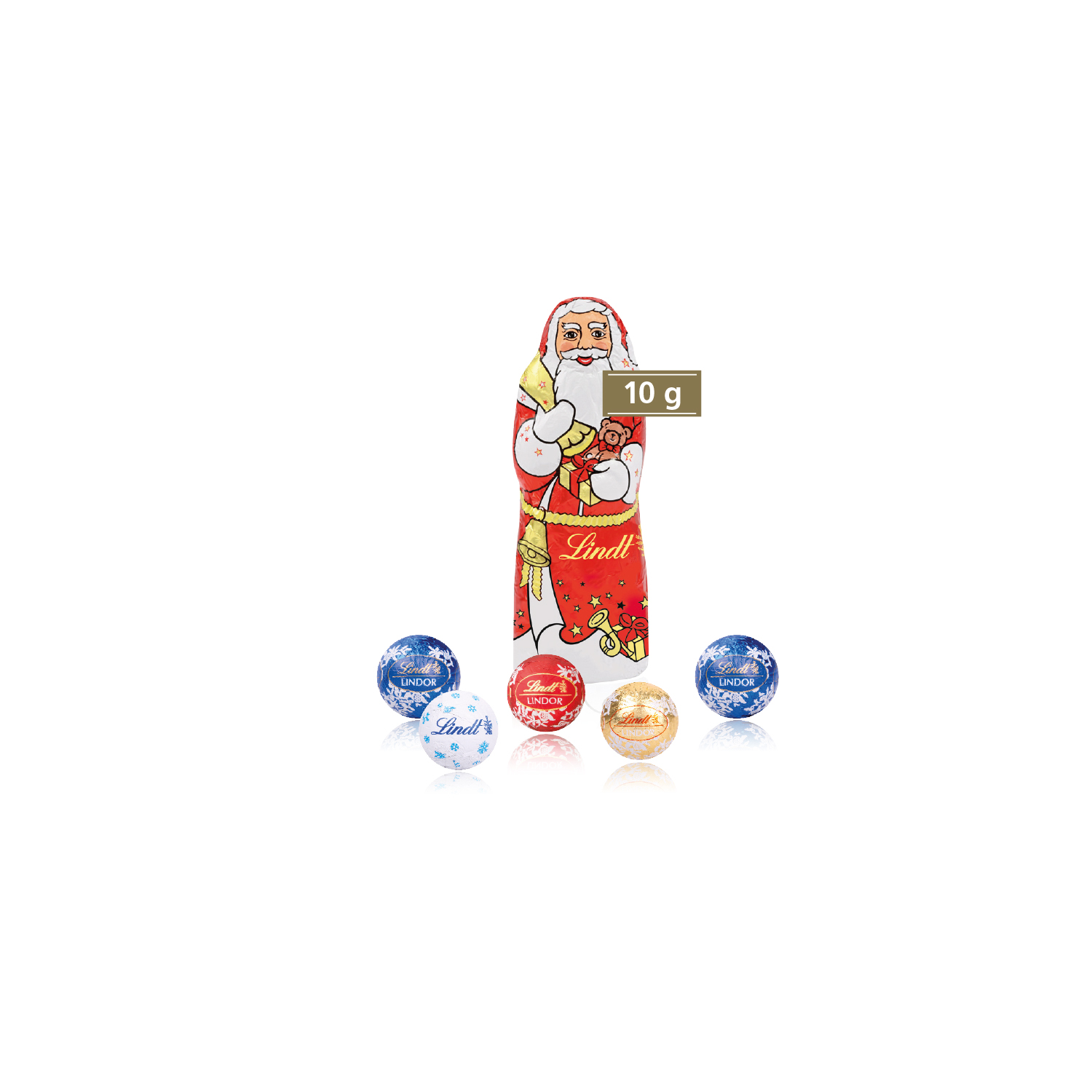 Santa Werbebox mit Lindt Minis und Nikolaus