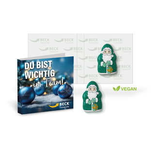 Werbe-Klappkarte mit Weihnachtsmann von Storz, vegan