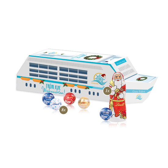 3D Präsent "Schiff" mit Lindt Minis und Nikolaus