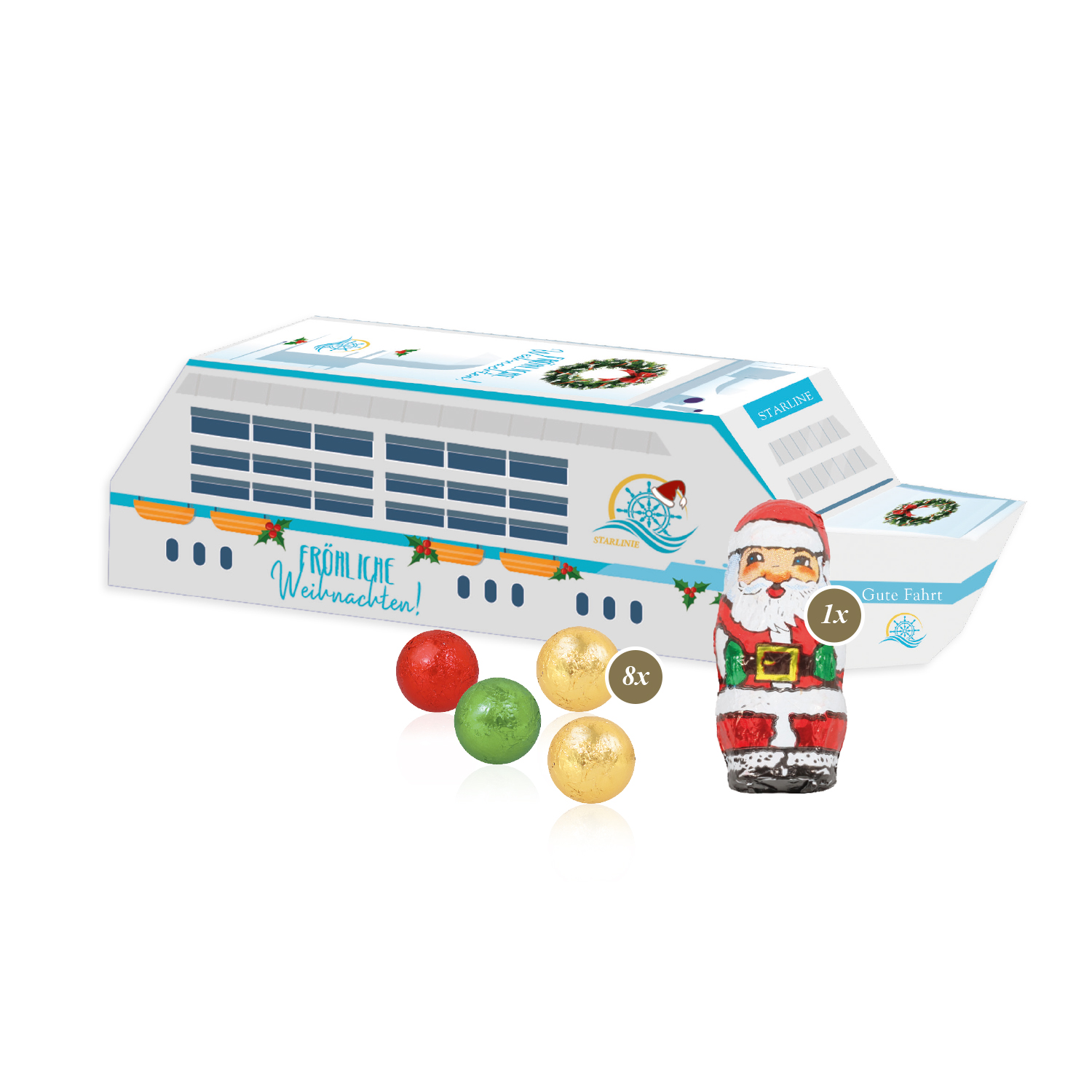 3D Präsent "Schiff" mit Fairtrade® Schokolade