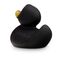 schwarze Badeente Greta Goldschnabel mit goldenem Schnabel, Größe: ca. 8 cm. Inklusive Quietschventil