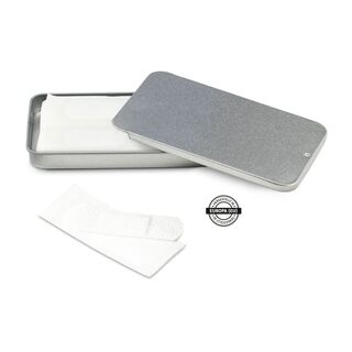 Individualisierbare Schiebebox aus Metall mit 10 Sensitiv-Pflastern, hergestellt in Deutschland