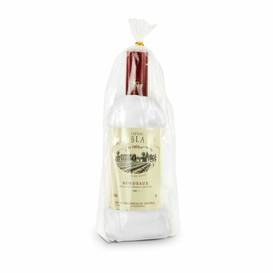 1 Gästehandtuch 72 x 33 cm in weiß als edle Weißweinflasche gerollt