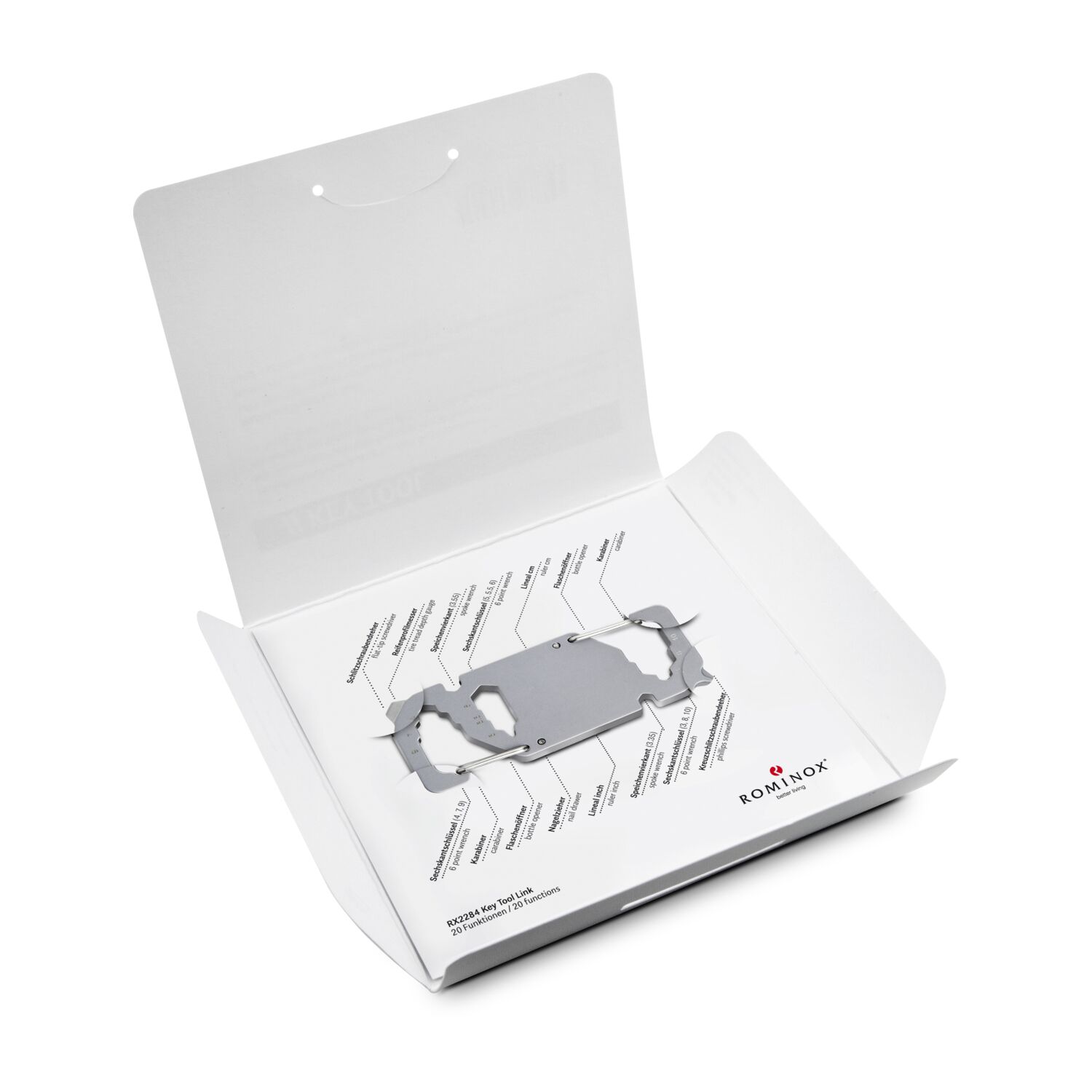 Das Key Tool kommt in einem „Werkzeug”-Mäppchen inkl. Funktionsbeschreibung. „An die Werkzeuge, fertig, los“!