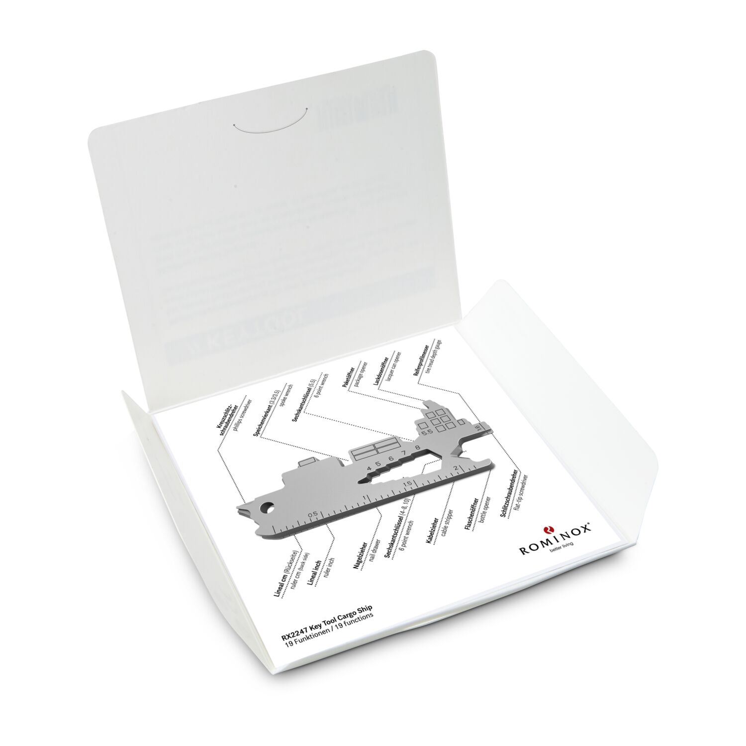 Key Tool in einem „Große Helden”-Mäppchen inkl. Funktionsbeschreibung. „An die Werkzeuge, fertig, los“!