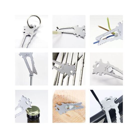 Key Tool in einem „Viel Glück”-Mäppchen inkl. Funktionsbeschreibung. „An die Werkzeuge, fertig, los“!