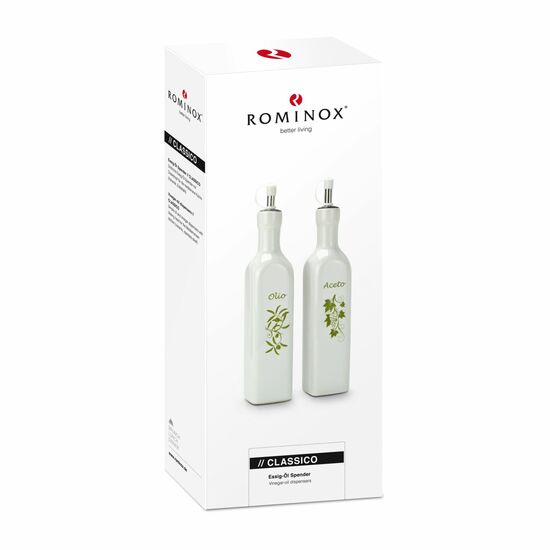 Schlichte Essig und Öl Spender (je 250 ml) mit Dosierkopf für die mediterrane Küche (Keramik, Edelstahl)