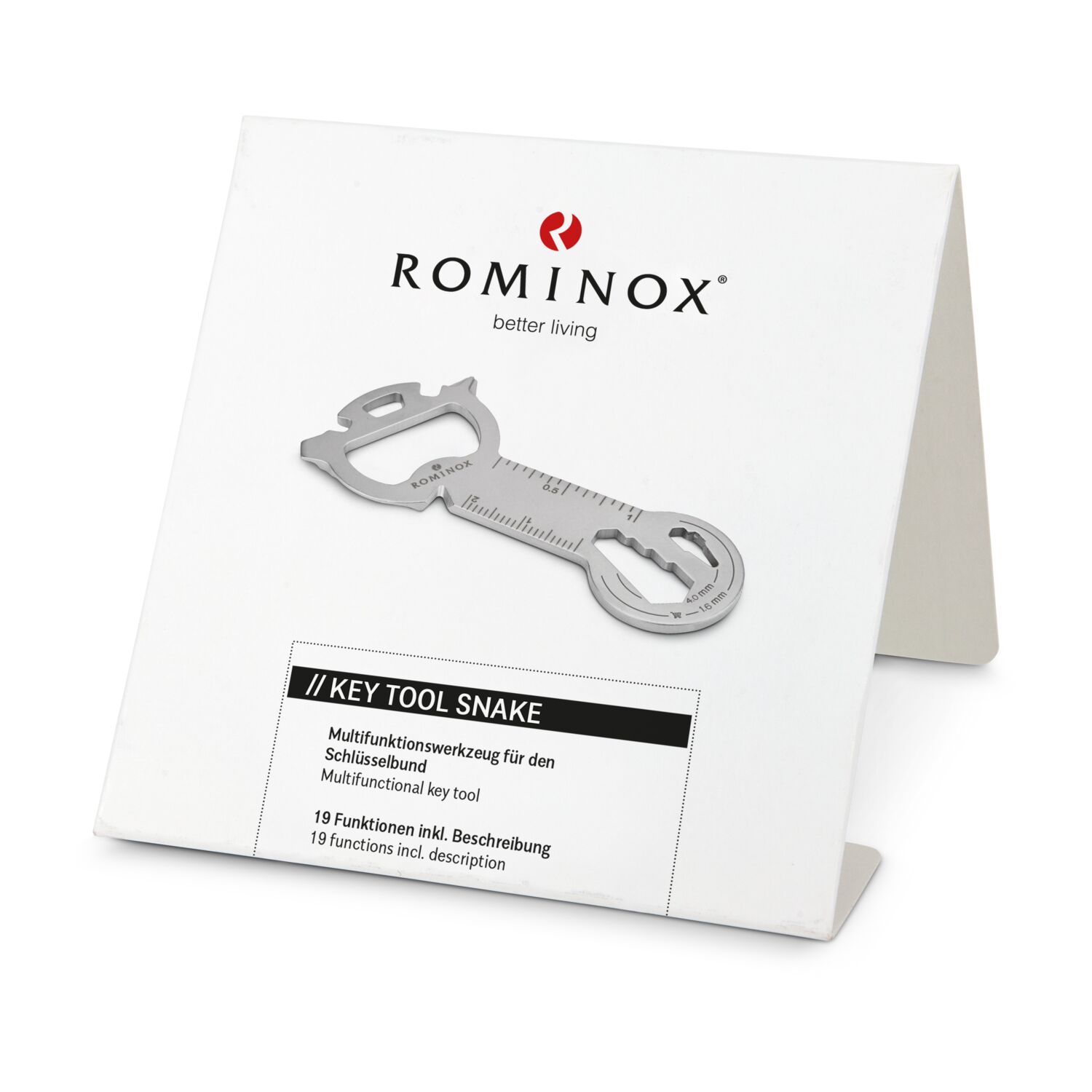 Multifunktionaler Schlüsselanhänger mit 19 Funktionen: Edelstahl Multitool inkl. Funktionsbeschreibung