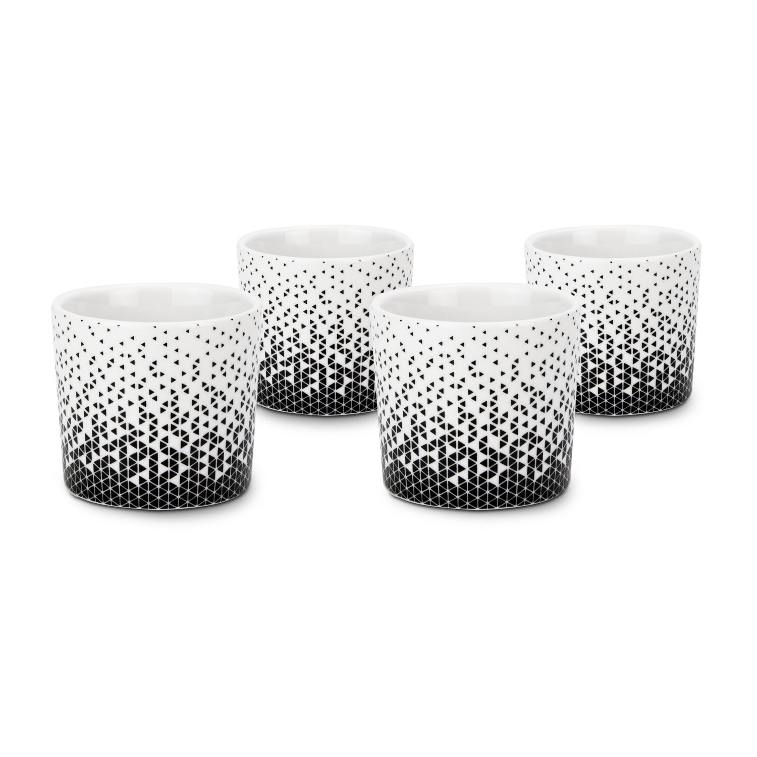 4 moderne Keramik Snack- und Dipbecher mit schwarz-weißem Dekor, passend für festliche Anlässe oder gemütliche Abende zu Hause (Keramik)