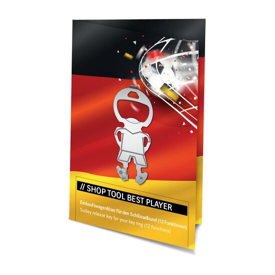 Werden Sie zum Trikotsponsor! Multifunktionaler Fußballer Einkaufswagenlöser mit 12 Funktionen
