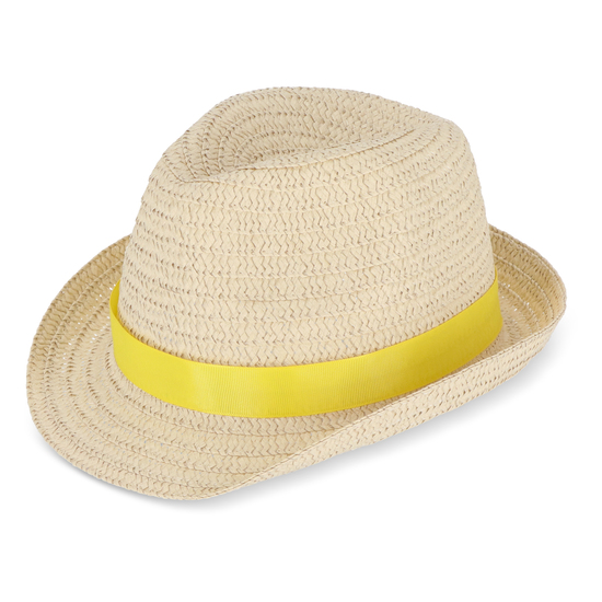 Pflanzlicher Strohhut mit farbigem Band