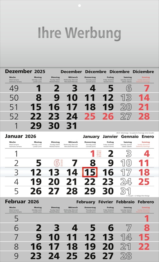 Dreimonatsplaner Assistent-basic grau