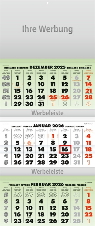 Dreimonatsplaner Business-trio grün