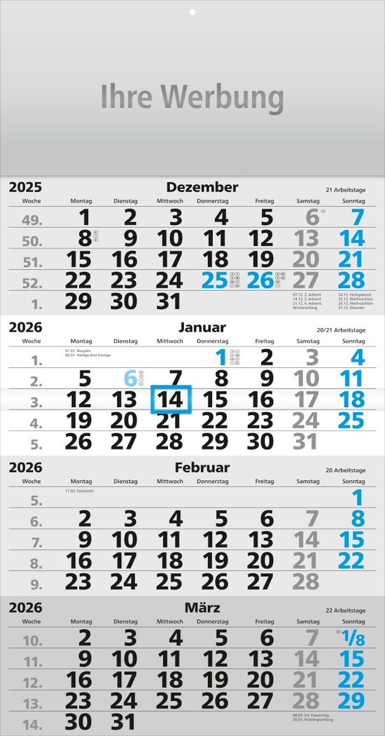 Viermonatsplaner Compact-quattro, blau