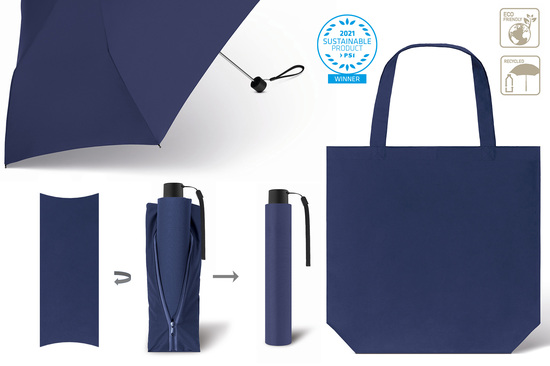 Taschenschirm mit Einkaufstasche SCHIRM & SHOPPER RPET