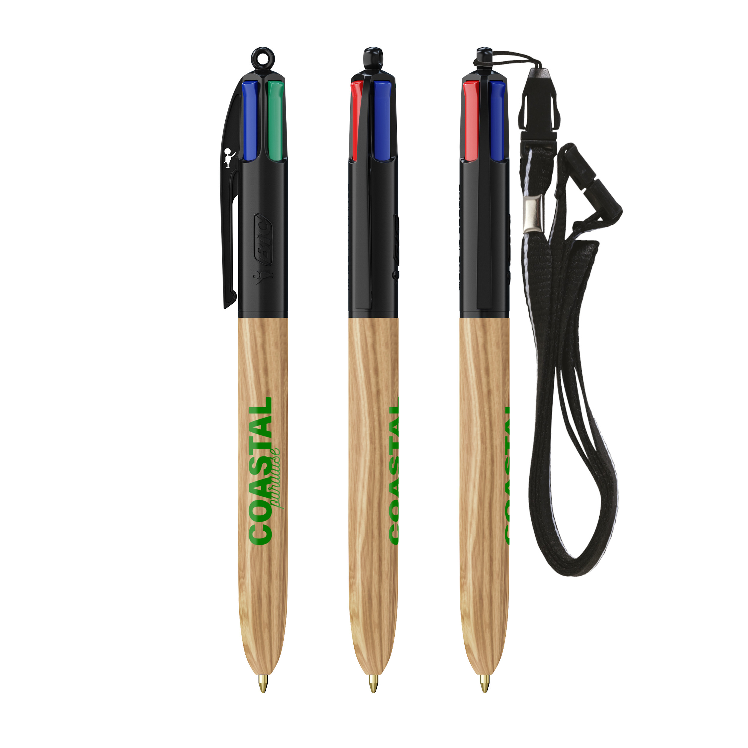 BIC® 4 Farben Wood Style mit Lanyard